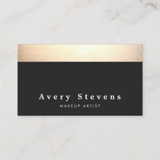 Carte De Visite Chic moderne noir et or (Devant)