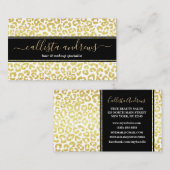 Carte De Visite Chic moderne or blanc léopard Jaguar Cheetah (Devant / Derrière)