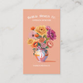 Carte De Visite Chic Moderne Retro À damiers Vase & Gras Florals (Devant)