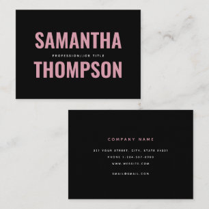Carte De Visite Chic Moderne Rose & Blanc Professionnel