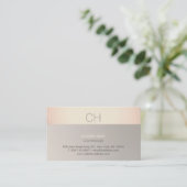 Carte De Visite Chic moderne Rose or et Taupe Monogramme (Debout devant)