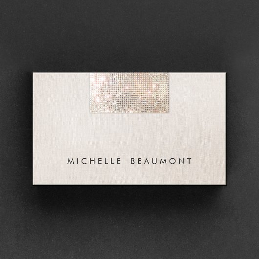 Carte De Visite Chic Moderne Salon De Beauté Faux Sequin Beige