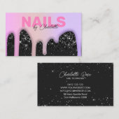 Carte De Visite Chic Moderne Tendance Pink Purple Drives ongles (Devant / Derrière)