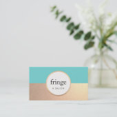 Carte De Visite Chic moderne Turquoise FAUX Gold Foil Beauty Salon (Debout devant)