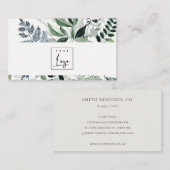 Carte De Visite Chic moderne vert feuillu Tropical Foliage Fern Lo (Devant / Derrière)