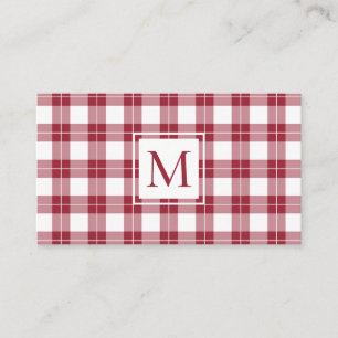 Carte De Visite Chic Monogram Bourgogne et Motif blanc