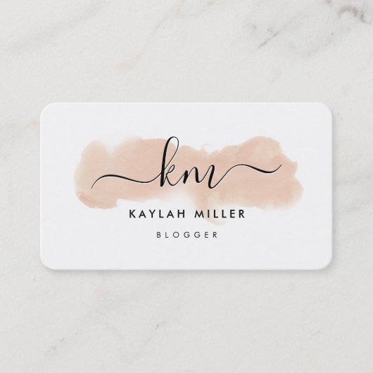 Carte De Visite CHIC MONOGRAM élégantes initiales couleur rose (Devant)