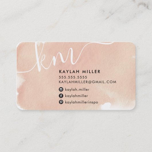 Carte De Visite CHIC MONOGRAM élégantes initiales couleur rose (Dos)