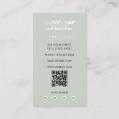 Carte De Visite Chic Monogram Initials Professional Sage Green (Dos)