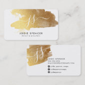 Carte De Visite CHIC MONOGRAM logo élégant initiales or brossé (Devant / Derrière)