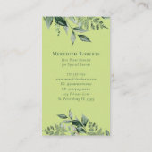 Carte De Visite Chic Monogramme botanique tendance citron vert éme (Dos)