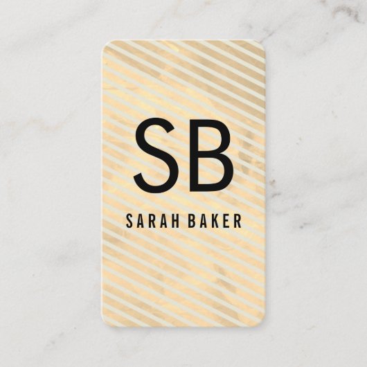 Carte De Visite Chic Monogramme Hachure (Devant)