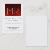 Carte de visite chic monogramme rouge blanc mignon (Devant / Derrière)