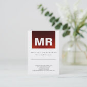 Carte de visite chic monogramme rouge blanc mignon (Debout devant)