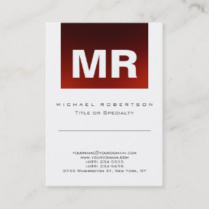 Carte de visite chic monogramme rouge blanc mignon