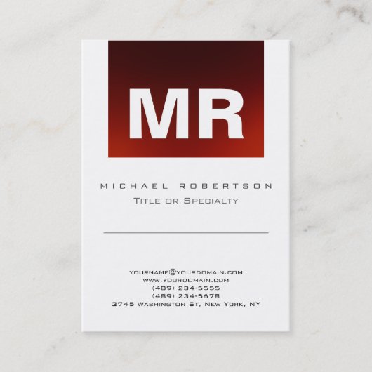 Carte de visite chic monogramme rouge blanc mignon (Devant)