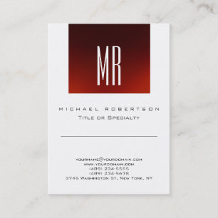 Carte de visite chic monogramme rouge blanc mignon