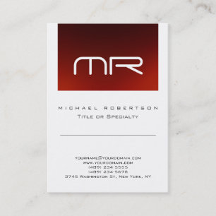 Carte de visite chic monogramme rouge blanc mignon