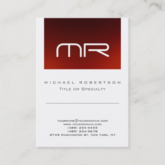Carte de visite chic monogramme rouge blanc mignon (Devant)
