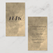 Carte De Visite Chic Monogramme Sepia Aquarelle (Devant / Derrière)