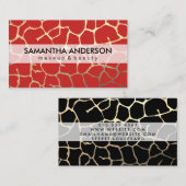 Carte De Visite Chic Motif contemporain rouge noir (Devant / Derrière)