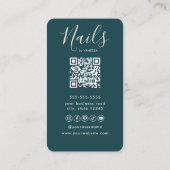 Carte De Visite Chic Nail Art Studio Manucure Artiste Vert Foncé (Dos)