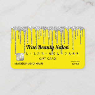 Carte De Visite Chic Neon Jaune Parties scintillant Drift Crédit C