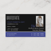 Carte De Visite Chic noir bleu blanc simple Monogramme et photo (Dos)