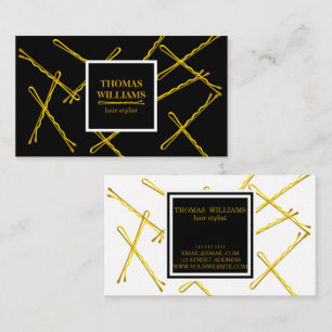 Carte De Visite Chic noir Bobby Pins Hair Styliste Salon