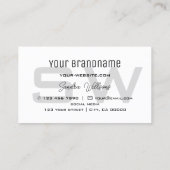 Carte De Visite Chic noir et blanc classique avec Monogram Simple (Dos)