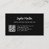 Carte De Visite Chic noir et blanc rayures et bow | Code QR (Dos)