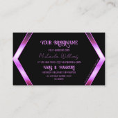 Carte De Visite Chic noir Géométrique rose violet avec logo (Dos)