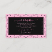 Carte De Visite Chic noir rose brillant Diamants Ajouter logo Orna (Dos)
