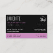 Carte De Visite Chic noir rose et blanc Simple élégant avec logo (Dos)