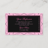Carte De Visite Chic noir rose étincelant Diamants élégant Ornate (Dos)