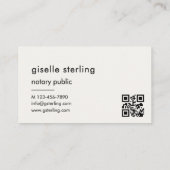 Carte De Visite Chic Notaire Public Luxe QR Code Monogramme (Dos)