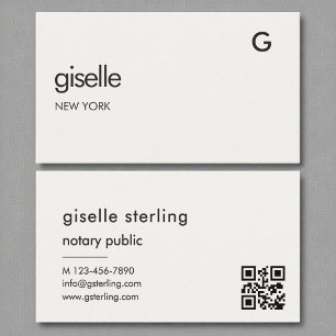 Carte De Visite Chic Notaire Public Luxe QR Code Monogramme