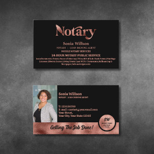 Carte De Visite Chic Notaire Rose Public Gold Photo Prêt Signature