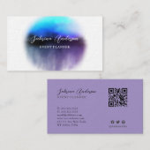 Carte De Visite Chic Ombre rose violet Aquarelle Abstraite (Devant / Derrière)
