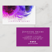 Carte De Visite Chic Ombre rose violet Plum Floral (Devant / Derrière)