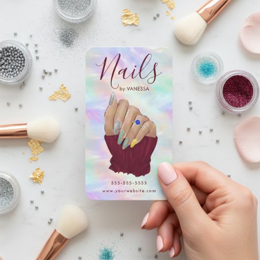 Carte De Visite Chic Opal Manicurist Artist Nail Studio Modern