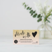 Carte De Visite Chic or blush rose merci fait avec amour (Debout devant)