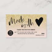 Carte De Visite Chic or blush rose merci fait avec amour (Devant)