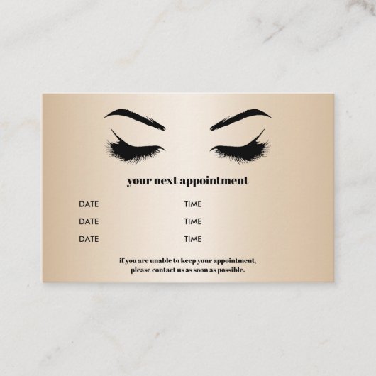 Carte De Visite Chic or métallique Browbar Eyelash Luxe (Devant)