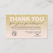 Carte De Visite Chic or parties scintillant script photo logo merc (Devant)