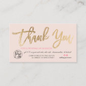 Carte De Visite Chic or script photo logo rose commande merci (Devant)