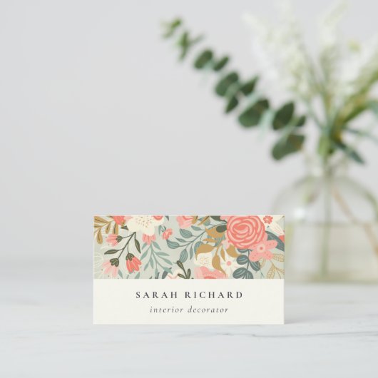 Carte De Visite Chic Orange Blush Turquoise Bleu Vert Ambrosia Flo (Debout devant)