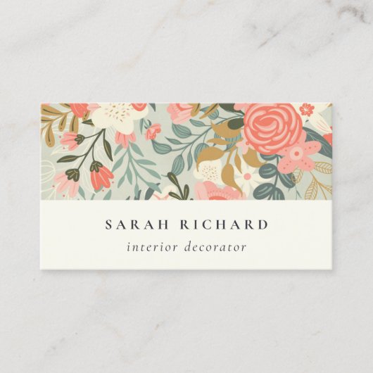 Carte De Visite Chic Orange Blush Turquoise Bleu Vert Ambrosia Flo (Devant)