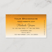 Carte De Visite Chic Orange Gradient Feuille de palme Monogramme S (Dos)