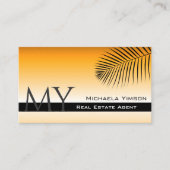 Carte De Visite Chic Orange Gradient Feuille de palme Monogramme S (Devant)